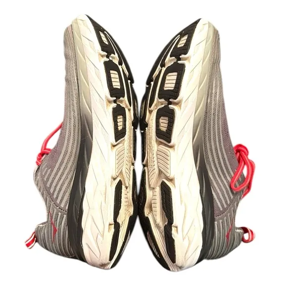 Hoka One One Bondi 6 Running Shoe Sneaker Size 9 Alloy Steel Gray &amp; Red 1019269
