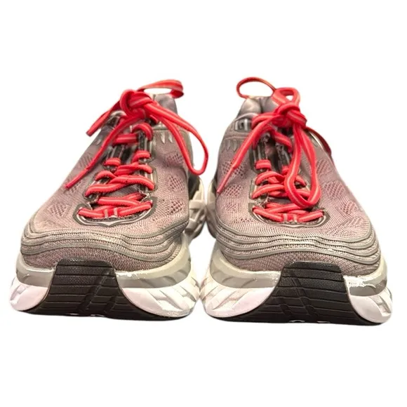Hoka One One Bondi 6 Running Shoe Sneaker Size 9 Alloy Steel Gray &amp; Red 1019269
