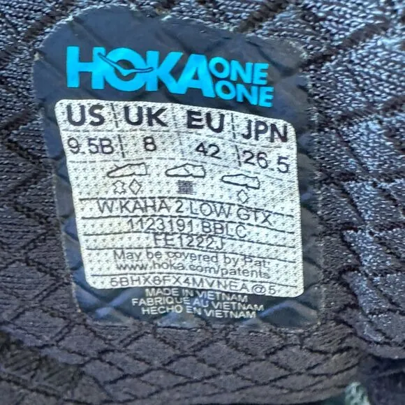 Hoka One One Kaha 2 GTX Low Womens Size 9.5 Shoes Boots Black Hiking Trail NEW