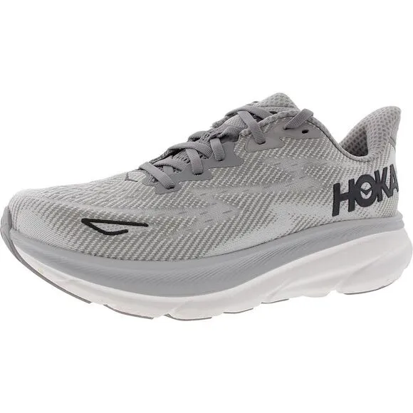 Hoka One One Mens Clifton 9 Gray Running &amp; Training Shoes Sneakers NWOB