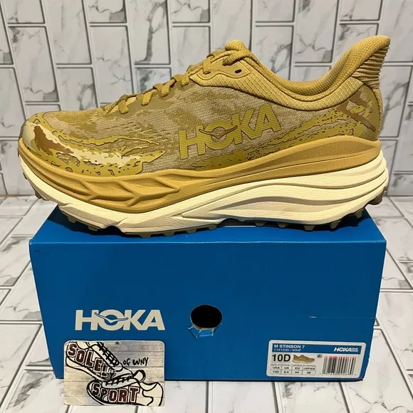 Hoka One One Stinson 7 Trail Running Hiking Shoes Wheat Tan Brown Mens 8 - 11.5