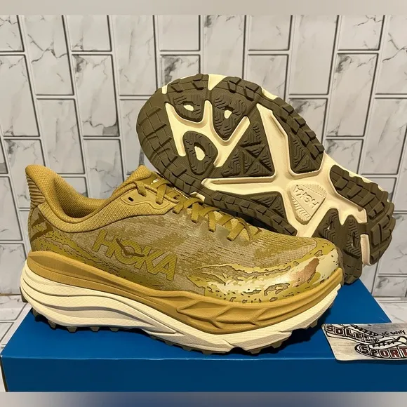 Hoka One One Stinson 7 Trail Running Hiking Shoes Wheat Tan Brown Mens 8 - 11.5
