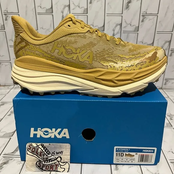 Hoka One One Stinson 7 Trail Running Hiking Shoes Wheat Tan Brown Mens 8 - 11.5
