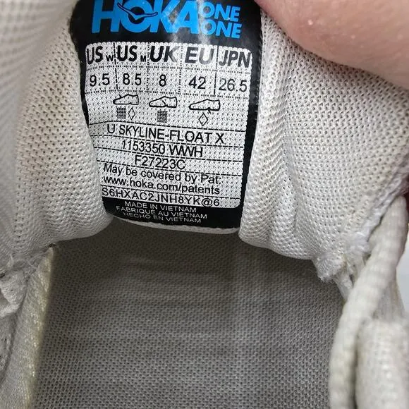 Hoka U Skyline Float X Shoes US Women 9.5 / Men 8.5 GUC 1153350 Athletic Hiking