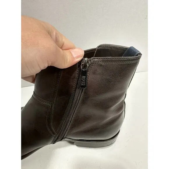 Hugo Boss Brodero Men’s Boot Brown Leather Size 9 Made In Italy 50271946 Boots