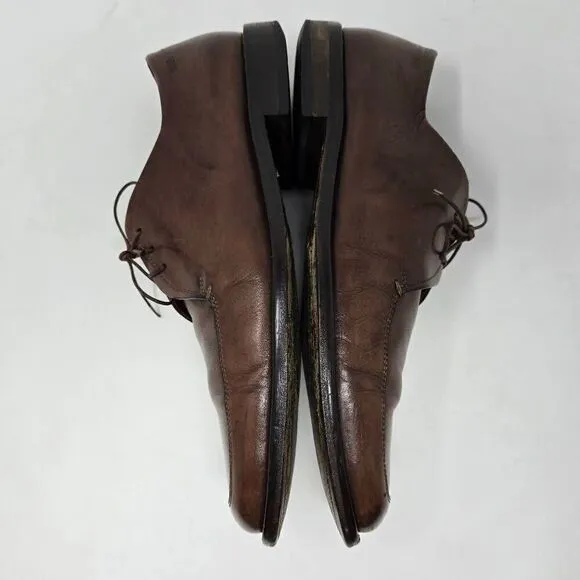 HUGO BOSS ITALY BROWN LEATHER SQUARE APRON TOE DERBY SHOES MENS SIZE 11 US