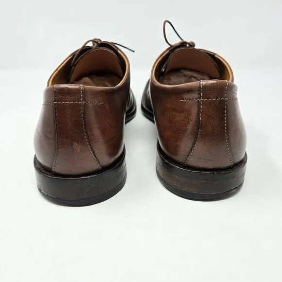 HUGO BOSS ITALY BROWN LEATHER SQUARE APRON TOE DERBY SHOES MENS SIZE 11 US