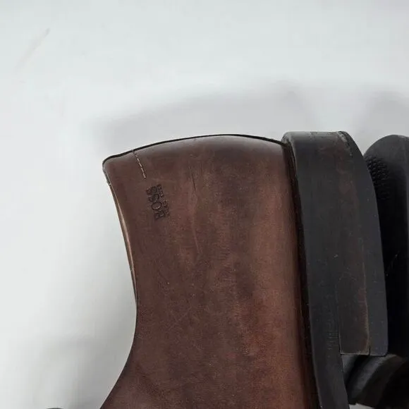 HUGO BOSS ITALY BROWN LEATHER SQUARE APRON TOE DERBY SHOES MENS SIZE 11 US