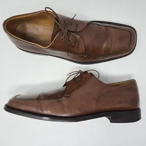 HUGO BOSS ITALY BROWN LEATHER SQUARE APRON TOE DERBY SHOES MENS SIZE 11 US