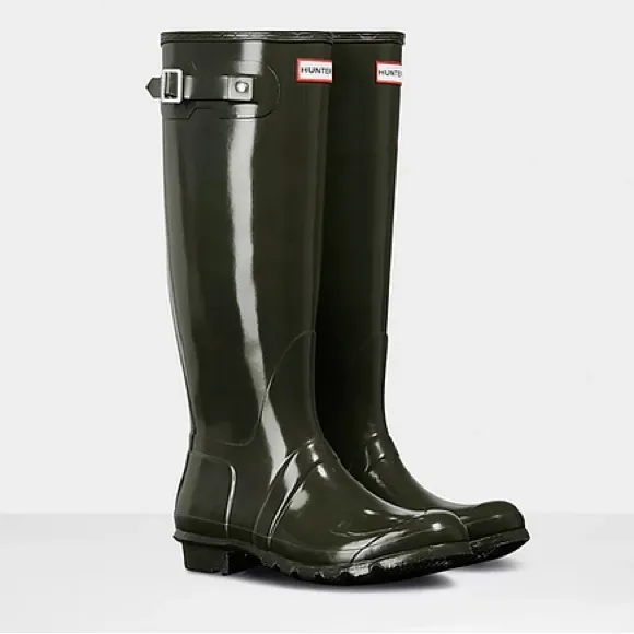 Hunter Green Rain Boots Women’s 5, Girls 3.5