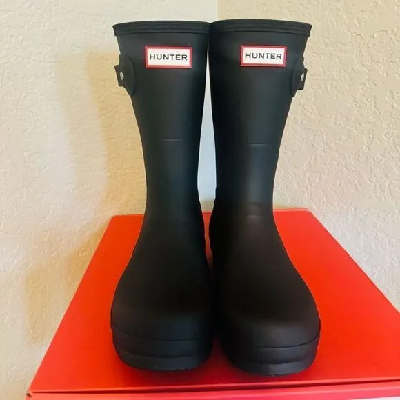 HUNTER Men's Original Short Waterproof Rain Boot, Rubber Black, Size 12, NWT