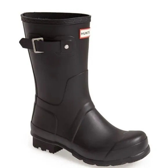 HUNTER Men's Original Short Waterproof Rain Boot, Rubber Black, Size 12, NWT