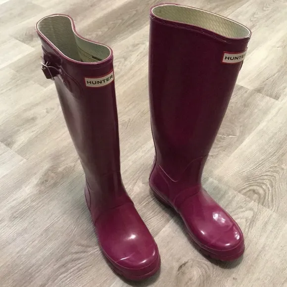 Hunter Original Gloss Rain Boots Magenta Purple
