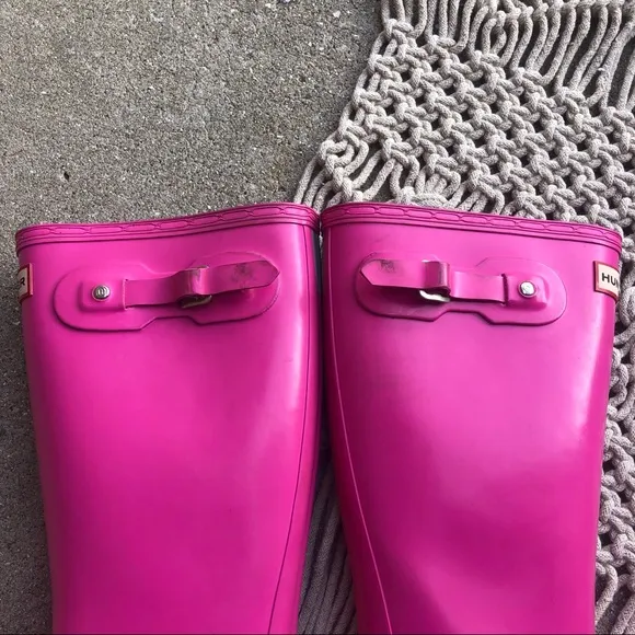 Hunter Pink Rain Boots Original Kids Gloss Girls Size 7 (Big Kids)