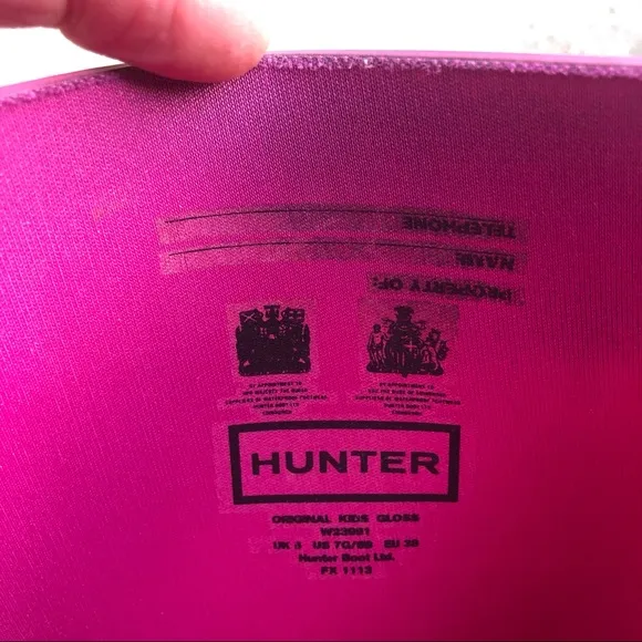 Hunter Pink Rain Boots Original Kids Gloss Girls Size 7 (Big Kids)