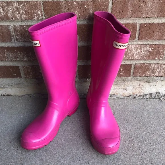 Hunter Pink Rain Boots Original Kids Gloss Girls Size 7 (Big Kids)