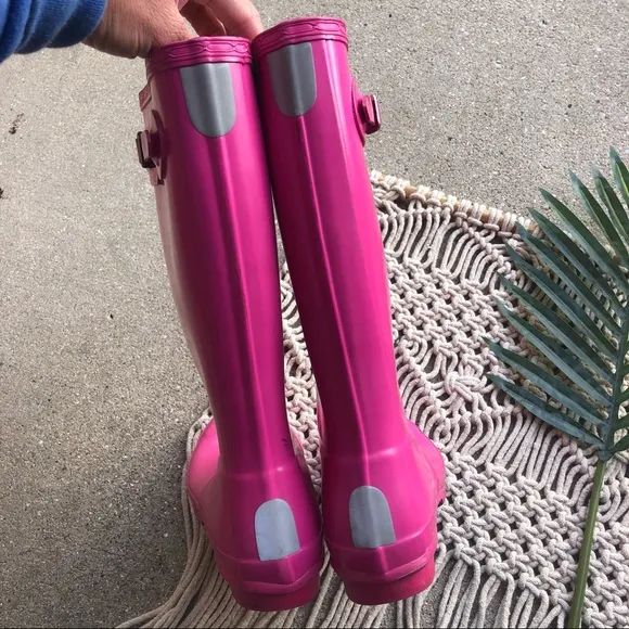 Hunter Pink Rain Boots Original Kids Gloss Girls Size 7 (Big Kids)