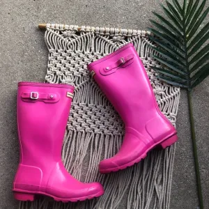 Hunter Pink Rain Boots Original Kids Gloss Girls Size 7 (Big Kids)