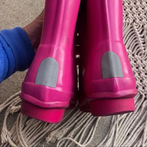 Hunter Pink Rain Boots Original Kids Gloss Girls Size 7 (Big Kids)