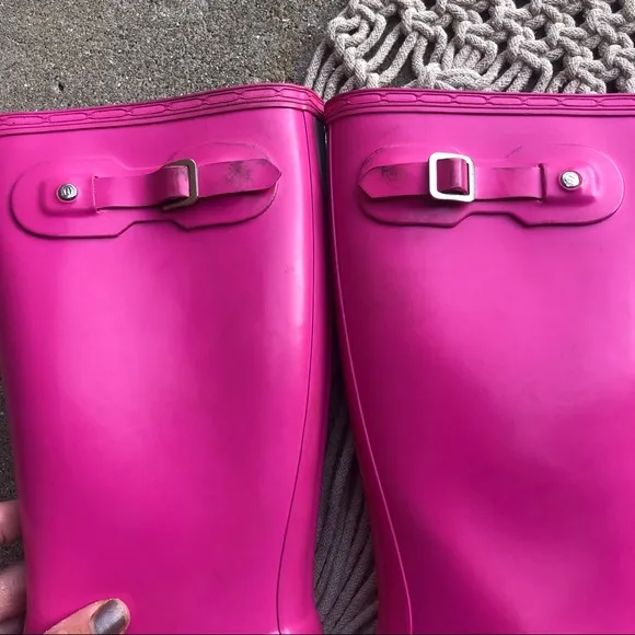 Hunter Pink Rain Boots Original Kids Gloss Girls Size 7 (Big Kids)