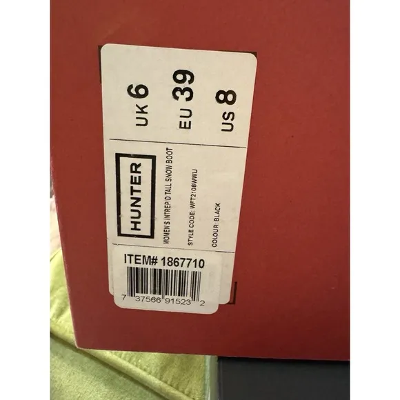 Hunter Women's Intrepid Tall Black Snow Boots WFT2108WWU Size 8