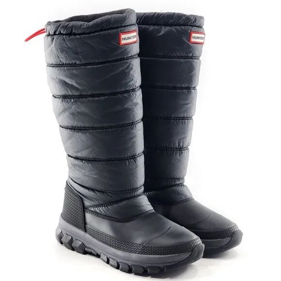 HUNTER Womens Intrepid Tall Black Waterproof Insulated Winter Snow Boots