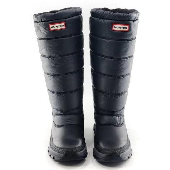 HUNTER Womens Intrepid Tall Black Waterproof Insulated Winter Snow Boots