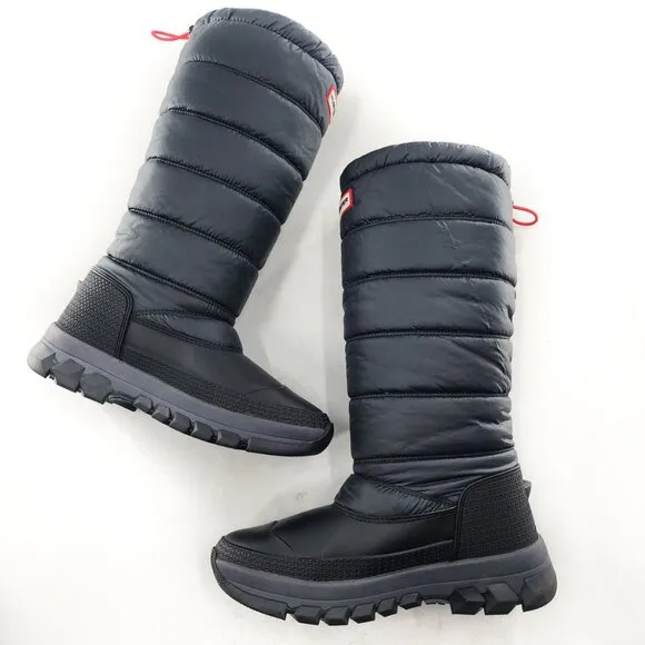 HUNTER Womens Intrepid Tall Black Waterproof Insulated Winter Snow Boots