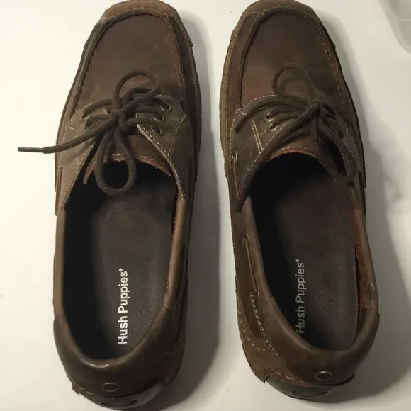 Hush Puppies Men’s Formant Non Slip Brown Leather Comfort Shoes Size 12 NWOB