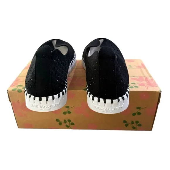 ILSE Jacobsen Hornbaek Perforated Tulip 139 Black Slip On Shoes Women 39 US 8.5