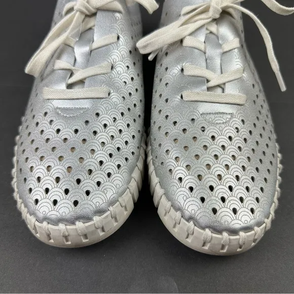 Ilse Jacobsen Hornbaek Tulip Sneaker 40 Silver Leather Womens Lace Up Shoes