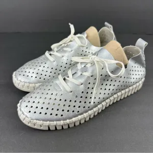 Ilse Jacobsen Hornbaek Tulip Sneaker 40 Silver Leather Womens Lace Up Shoes