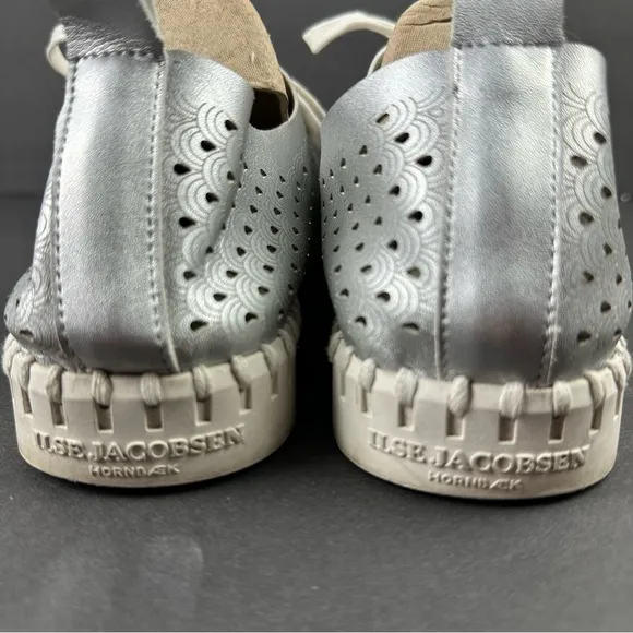 Ilse Jacobsen Hornbaek Tulip Sneaker 40 Silver Leather Womens Lace Up Shoes