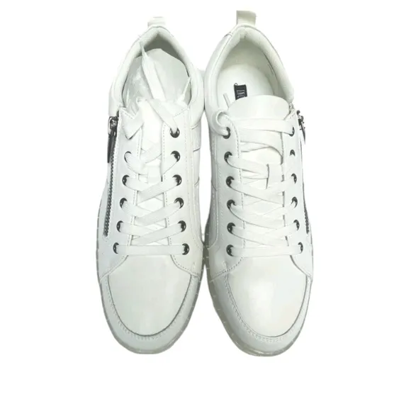 INC International Concepts White and Silver Athletic Shoes with Zipper
