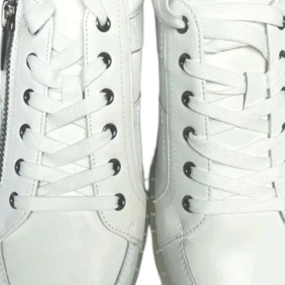 INC International Concepts White and Silver Athletic Shoes with Zipper
