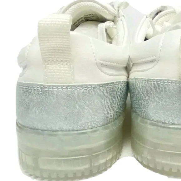 INC International Concepts White and Silver Athletic Shoes with Zipper