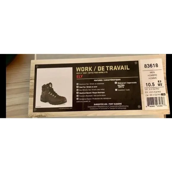 Irish Setter By Redwings Ely Waterproof Steel Toe Work Boots Men 10.5 Fast Ship