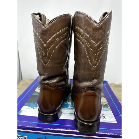 Israel Chameleon Cafe Brown Oval Cowboy Boots Men’s Size 8.5