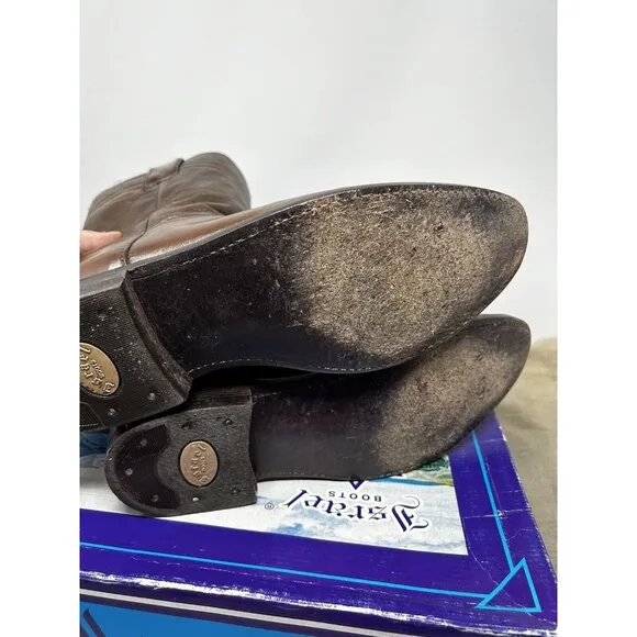 Israel Chameleon Cafe Brown Oval Cowboy Boots Men’s Size 8.5