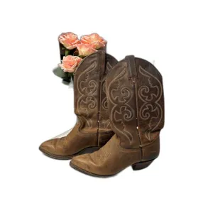 J. CHISHOLM Vintage Women's Leather Cowboy Boots , Size 6 DesignerWestern Boots