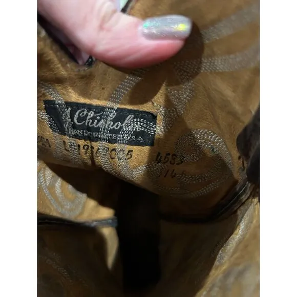 J. CHISHOLM Vintage Women's Leather Cowboy Boots , Size 6 DesignerWestern Boots