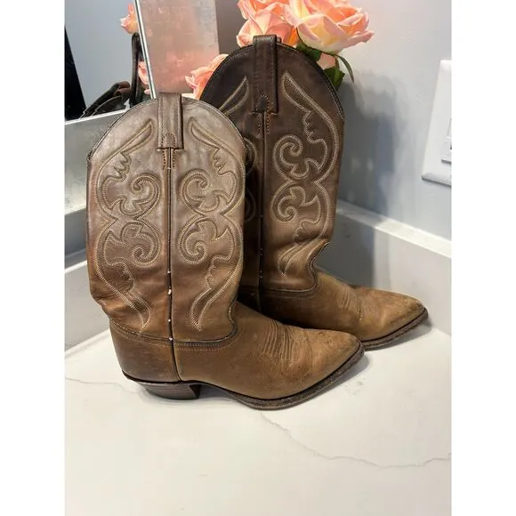 J. CHISHOLM Vintage Women's Leather Cowboy Boots , Size 6 DesignerWestern Boots