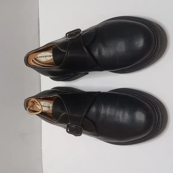 J Crew Oxford Derby Shoes Men's Size 8.5 Black Leather Single Buckle Italy 5707