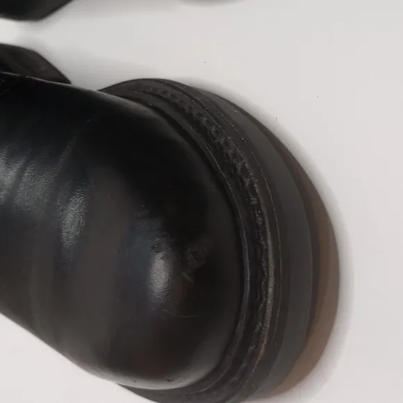J Crew Oxford Derby Shoes Men's Size 8.5 Black Leather Single Buckle Italy 5707
