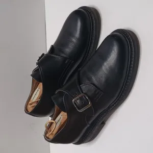 J Crew Oxford Derby Shoes Men's Size 8.5 Black Leather Single Buckle Italy 5707