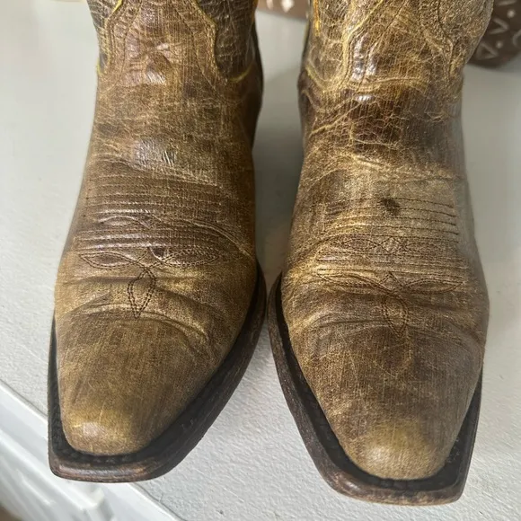 J.B. Dillon Goat Skin Rustic Brown Embroidered Cowboy Boots Women’s - Size 9B