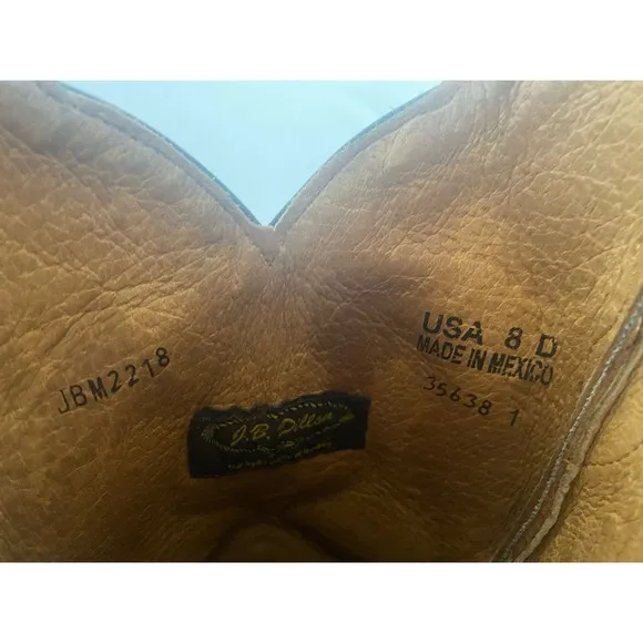 JB Dillon leather embossed cross boots western size 8.