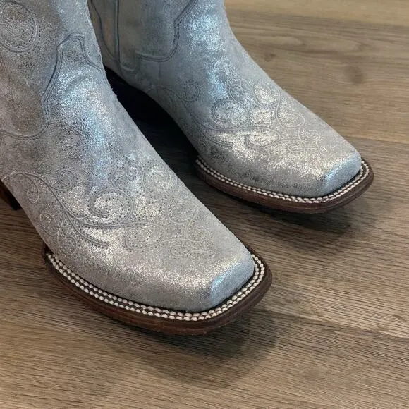 JB Dillon Reserve NWT Womens 8 Silver Glitter Embroidered Cowgirl Western Boots