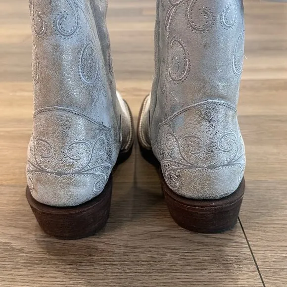 JB Dillon Reserve NWT Womens 8 Silver Glitter Embroidered Cowgirl Western Boots