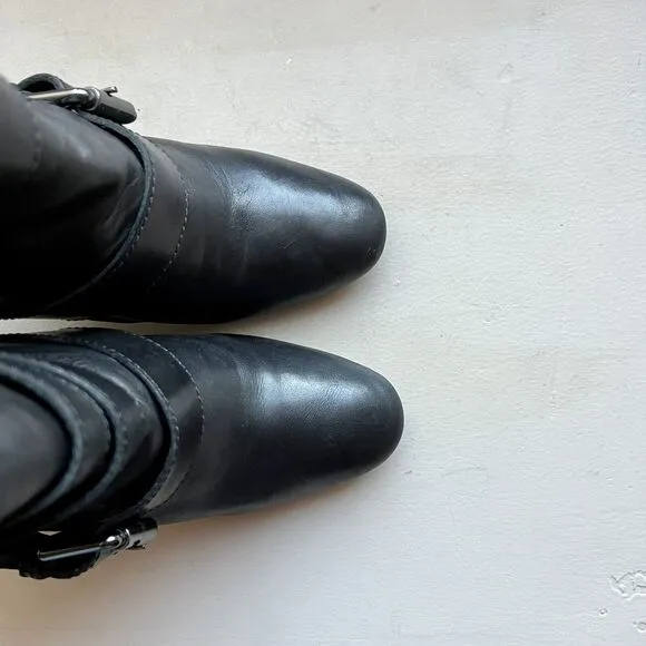 Jean-Michel Cazabat Vita Wrap Strap Black Leather Ankle Boots Women EU 37.5 US 7